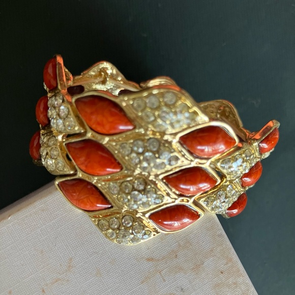Amrita Singh Red and Gold Stretch Bangle - Picture 1 of 3